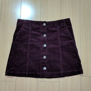 Courduroy Mini Skirt - Wine